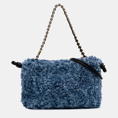 Pre-owned Loewe Blue Medium Denim Flamenco Purse