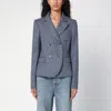 Loewe Blue Melange Wool Double-breasted Jacket Women In Blue