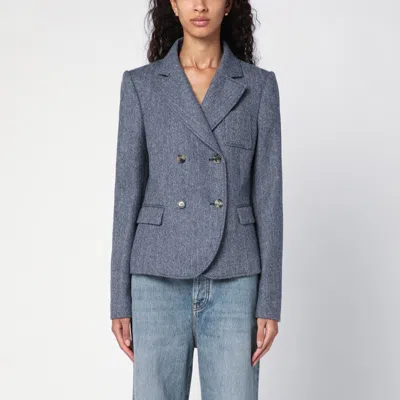 LOEWE BLUE MÉLANGE WOOL DOUBLE-BREASTED JACKET