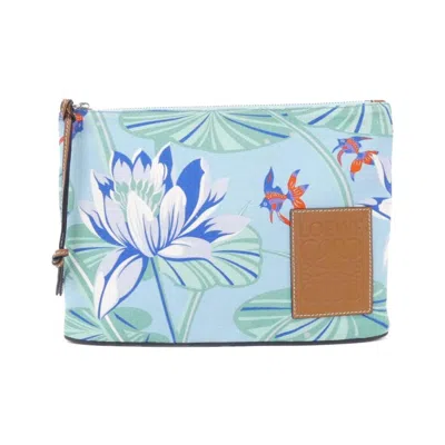 Pre-owned Loewe Blue Multi-color Canvas Leather Clutch Bag ()