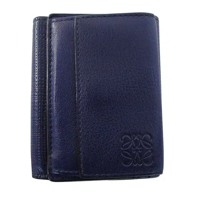 Pre-owned Loewe Blue Navy Leather Wallet (tri-fold) () In Multi