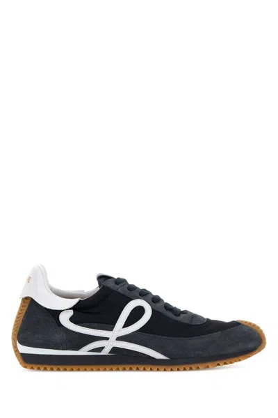 Loewe Blue Nylon And Suede Ballet Runner 2.0 Sneakers In Black