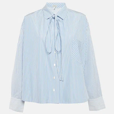 Pre-owned Loewe Blue Pinstripe Cotton Oversized Shirt M