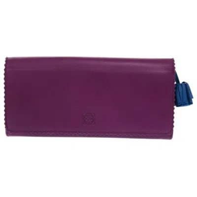 Pre-owned Loewe Blue Purple Leather Long Wallet (bi-fold) () In Multi