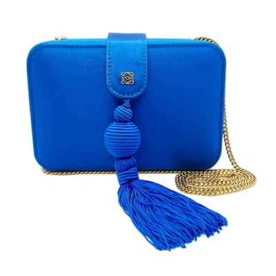Pre-owned Loewe Blue Satin Clutch Bag Shoulder Bag ()