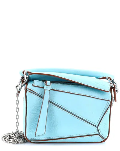 Loewe Blue Sheep Leather Puzzle Bag Nano (authentic Pre-loved)
