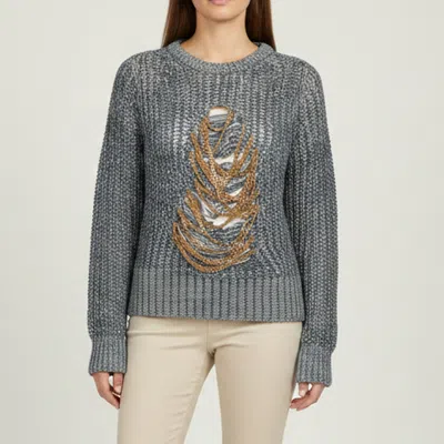 Pre-owned Loewe Blue Stretch Knit Chain Detail Sweater Xs