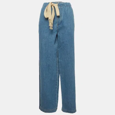 Pre-owned Loewe Blue Stripe Denim Wide Leg Jeans M/waist 31"