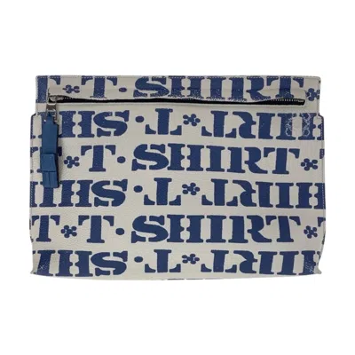 Pre-owned Loewe Blue White Leather Clutch Bag Pouch () In Multi