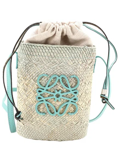 Loewe Blue Woven Raffia & Leather Paula's Ibiza Anagram Bucket Bag (authentic  Pre-loved)