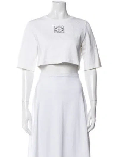Pre-owned Loewe Blurred Anagram Crew Neck Crop Top In White