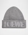 Loewe Blurred Logo Wool Beanie In Gray