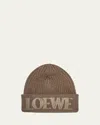 Loewe Blurred Logo Wool Beanie In Light Brown