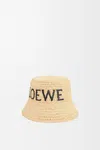 Loewe Logo-embroidered Raffia Bucket Hat In Neutral