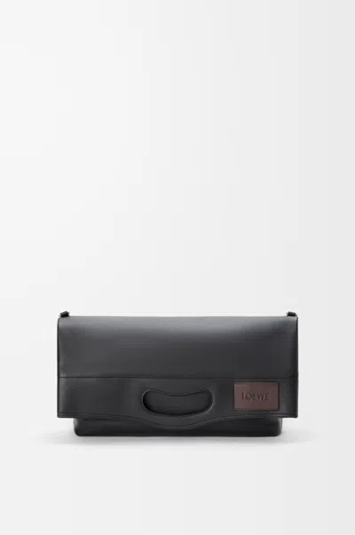 Loewe Bob Folded Tote In Shiny Supple Leather Skin For Man In Black