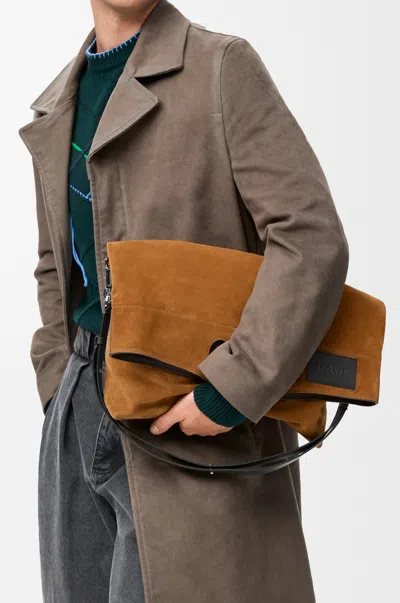 Loewe Bob Folded Tote In Suede For Man In Orange