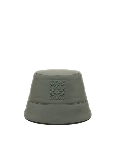 Loewe Logo-appliquéd Padded Nylon Bucket Hat In Green