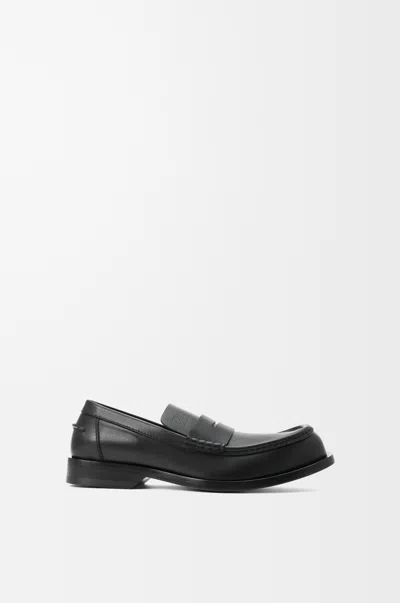 Loewe Leather Bobine Loafers In Black