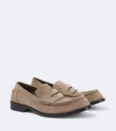 Loewe Bobine Suede Calfskin Moccasin Loafers In Multi