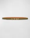 Loewe Bold Logo Leather Skinny Belt In Olive Gold