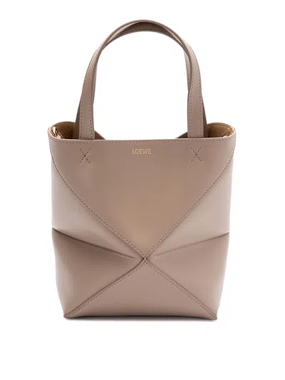 Loewe Mini Puzzle Foldtote Bag In Beige