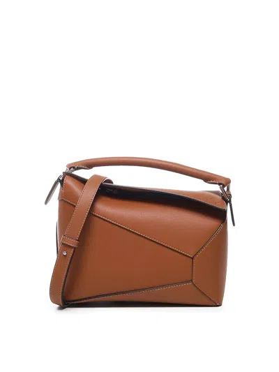 Loewe Puzzle Bag In Soft Grained Calfskin In Brown
