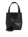 Loewe Mini Puzzle Fold Tote In Shiny Leather Skin For Woman In Black