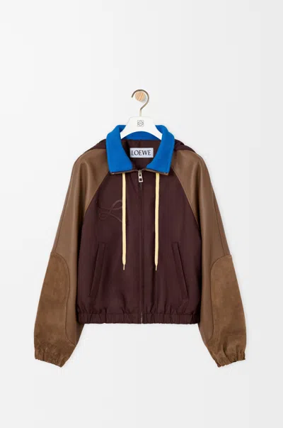 Loewe Bomber Jacket In Nylon, Nappa Lambskin And Suede Leather Skin Size: 56 For Man In Brown