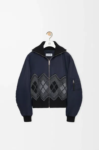 Loewe Bomber Jacket In Nylon And Wool Blend Size: 54 For Man In Black