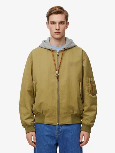 Loewe Bomber Jacket In Technical Shell In Gold
