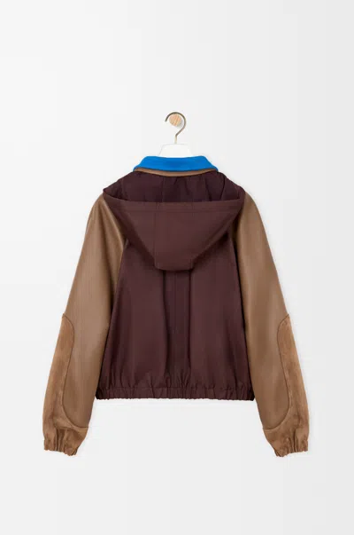Loewe Bomber Jacket In Nylon, Nappa Lambskin And Suede Leather Skin Size: 56 For Man In Brown