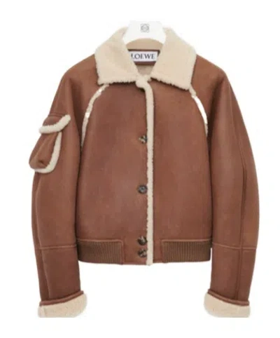 Loewe Bomber Jacket In Shearling In Brown