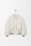 Loewe Suede Jacket Collared Design Flap Pockets In Gray