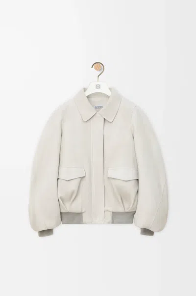 Loewe Suede Oversized Bomber Jacket In Gray