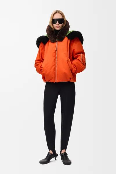 Loewe Bomber Jacket In Technical Shell Size: 34 For Woman In Orange