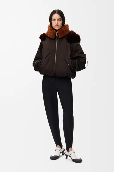 Loewe Bomber Jacket In Technical Shell Size: 36 For Woman In Brown