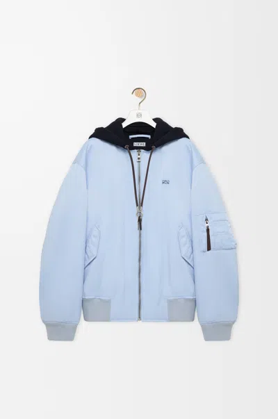 Loewe Bomber Jacket In Technical Shell Size: 44 For Man In Blue
