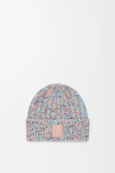 Loewe Logo Wool And Cashmere-blend Beanie In Multi