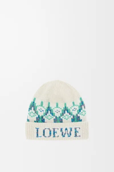 Loewe Fair Isle Sequined Wool-blend Beanie In Neutral