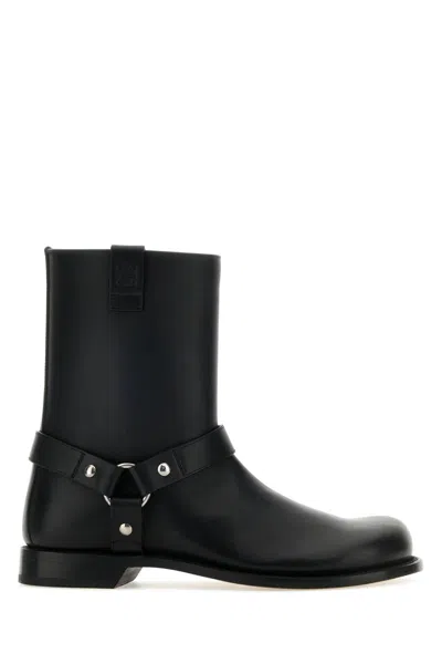 Loewe Campo Biker Leather Boots In Black