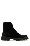 Loewe Sierra Suede Combat Boots In Blackmediumtabacco