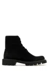 Loewe Sierra Suede Combat Boots In Blackmediumtabacco