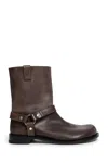 Loewe Leather Campo Biker Boots In Brown
