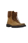 Loewe Sierra Suede Combat Boots In Medium Tobacco