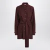 Loewe Silk Shirt With Belt In Burgundy