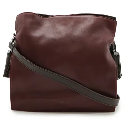 Pre-owned Loewe Bordeaux Brown Nappa Leather Shoulder Bag () In Multi