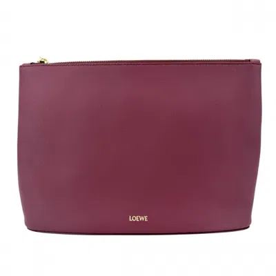 Pre-owned Loewe Bordeaux Leather Clutch Bag Pouch ()