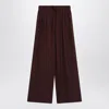 Loewe Embroidered Logo Silk Palazzo Pants In Burgundy