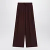 Loewe Embroidered Logo Silk Palazzo Pants In Brown