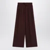 Loewe Embroidered Logo Silk Palazzo Pants In Red